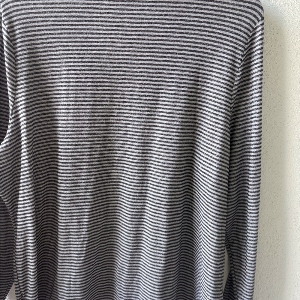 Talbots 2X Turtleneck Long Sleeve Gray Black Silver Stripe Casual Office Stretch - Picture 6 of 8